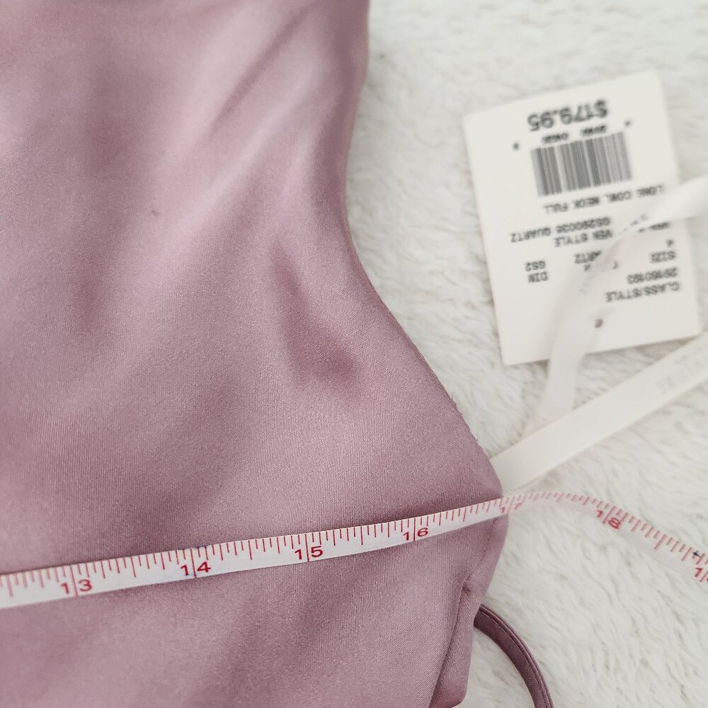 Galina Signature Pink Quartz Satin Long Cowl Neck Dress Size 4 NWT - Picture 8 of 9